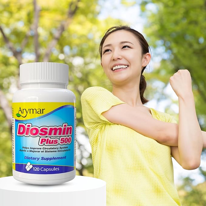 Arymar Diosmin Plus 500 - Circulatory System Support Supplement 500mg 120 Capsules