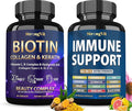 Biotin Supplements &amp Immune Support Complex Bundle (120 Capsules)