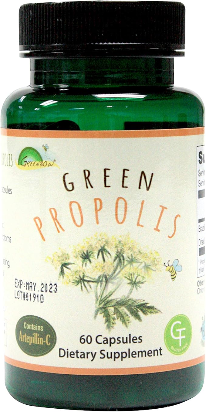 Greenbow Green Propolis – Genuine Brazilian Green Propolis Contains Artepillin C – One of The Most Nutrition Packed (Vegan Capsule)