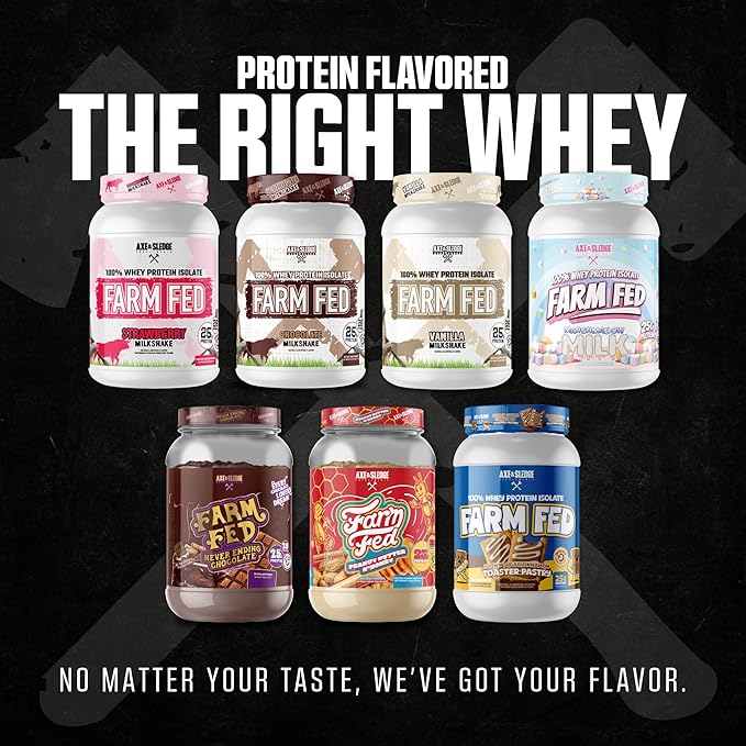 Axe &amp Sledge Farm Fed 100% Whey Protein Isolate | 25g Protein | Low Carb Low Sugar Gluten Free | Protein Powder for Men and Women | Keto | Made in the USA | 28 Servings Strawberry Milkshake