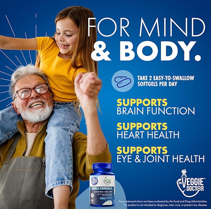 Vegan Omega 3 Supplement – Algae Omega 3 with DHA EPA DPA – Vegan Capsules from Algal – Fish Oil Alternative – Plant-Based Algae Oil Formula – Non-GMO Carrageenan-Free (180 Capsules 3 Month Supply)