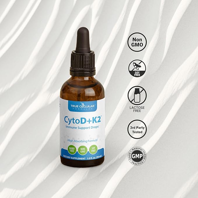 Vitamin D3 2200 IU + K2 MK-7 Liquid Drops - High Potency Immune &amp Bone Support Supplement with Organic Olive Oil - CytoD+K2 30 Day Supply (1 FL OZ)