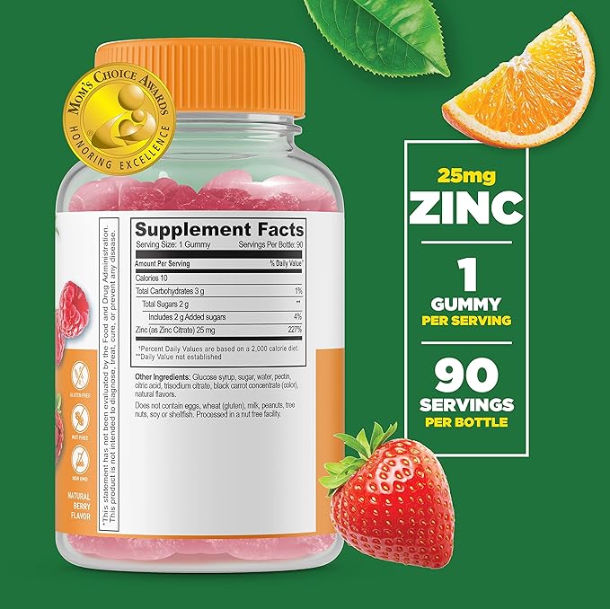 Lifeable Iron &amp Vitamin C Kids + Zinc 25mg Kids Gummies Bundle - Great Tasting Vitamin Supplement Gluten Free GMO Free Chewable Gummy
