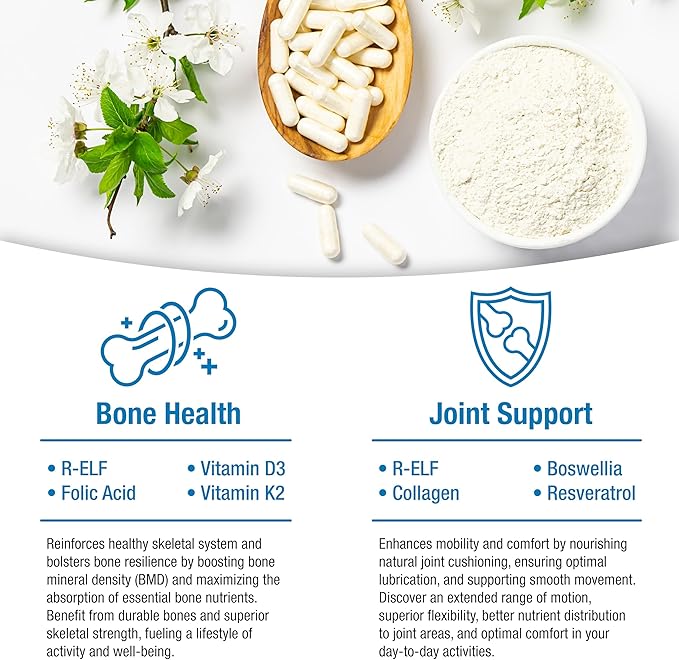 OSTEODENX - Bone &amp Joint Support Supplement for Healthy Bone &amp Improved Joint Mobility with Lactoferrin Collagen Vitamin K2 &amp Vitamin D3 (60 Capsules)