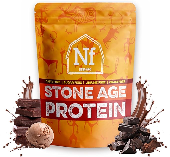 Nutra Farms Stone Age Protein | Gluten-Free Egg White Protein Powder | Egg White Powder | Dairy Free Sugar Free &amp Gut-Friendly | Chocolate 2 lbs