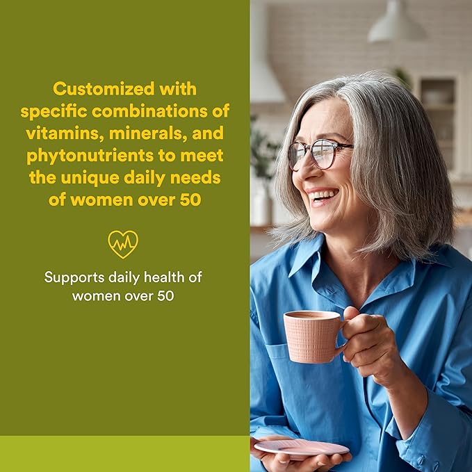 Natural Factors Whole Earth &amp Sea Women's 50+ Multivitamin &amp Mineral - Daily Multivitamin with Calcium Selenium &amp More - Supports Bone &amp Brain Health - 120 Tablets (60 Servings)