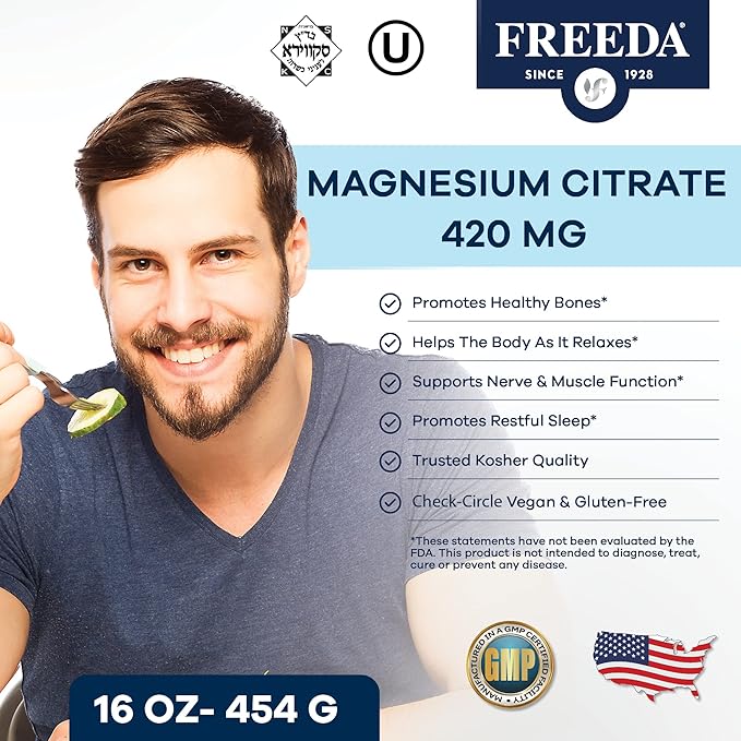 Magnesium Citrate Powder – Pure Magnesium Powder Drink Mix for Relaxation Digestion &amp Muscle Support – Made in USA Gluten-Free Vegan Magnesium Supplement for Adults &amp Children – 16 oz