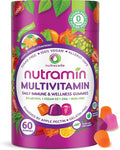 NUTRAMIN Daily Vegan Keto Multivitamin Gummies Non-GMO Natural Vitamin C D + Zinc for Immunity Plant-Based Sugar-Free Nut-Free Gluten-Free Biotin Vitamin A B B6 B12 60 Ct 30 Days (60 Count)