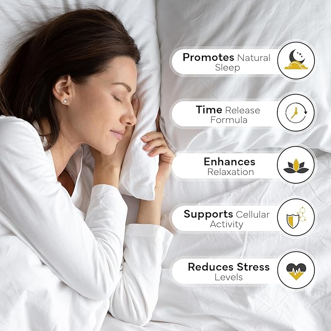 Nuton Happy Dreams Natural Sleep Aid Supplement &amp Cellular Vitality - Melatonin Sleep Aid for Adults Time Release Formula with ETAS Asparagus L-Serine and Venetron Extract 60 Veggie Capsules