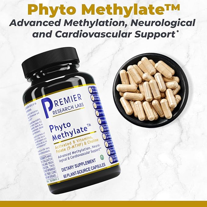 Premier Research Labs Phyto Methylate - B Vitamin Supplement - Supports Methylation Detox Brain &amp Heart Health - 5-MTHF &amp P5P - 60 Plant-Source Capsules