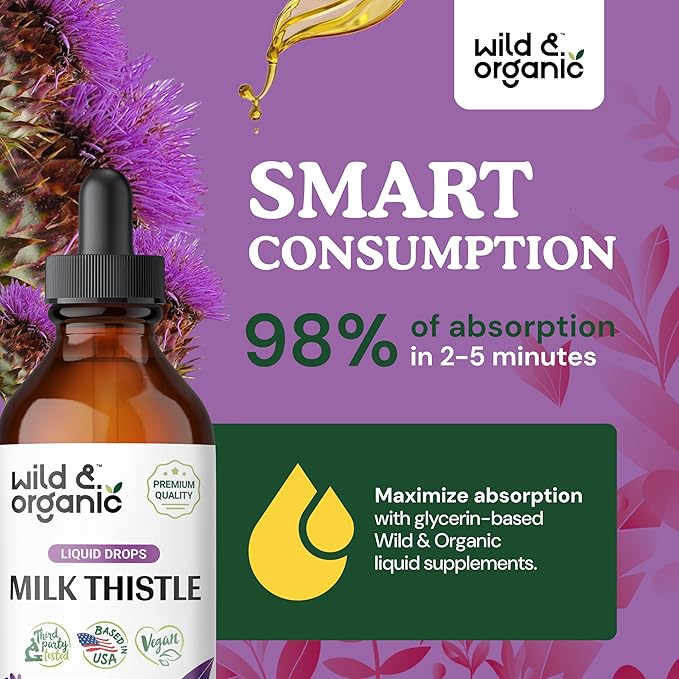 Wild &amp Organic Milk Thistle Tincture 4 fl oz Liver Support Gummies 60 Count