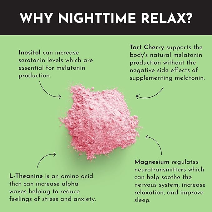JUST INGREDIENTS Strawberry Limeade Nighttime Relax Sleep Support Supplement Powder - 5.4 oz