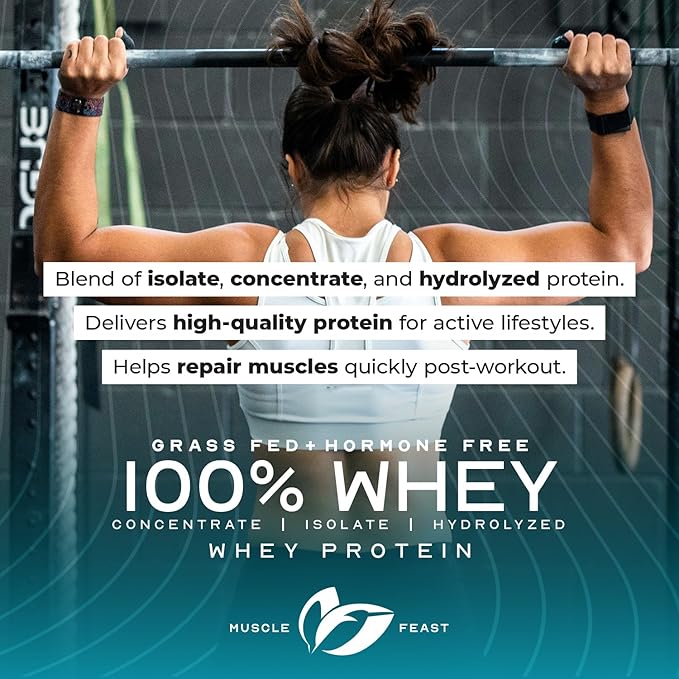 Muscle Feast 100% Whey + Creatine Bundle: (1) 100% Whey Protein (Chocolate 5lb) + (1) Creatine Powder (Unflavored 300g)