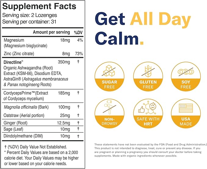 Rebalance Mellomints – Fast-Absorbing Daily Lozenges for Calm &amp Focus – Helps with Mood Relaxation &amp Energy Balance – 62 Count (30 Day Supply)