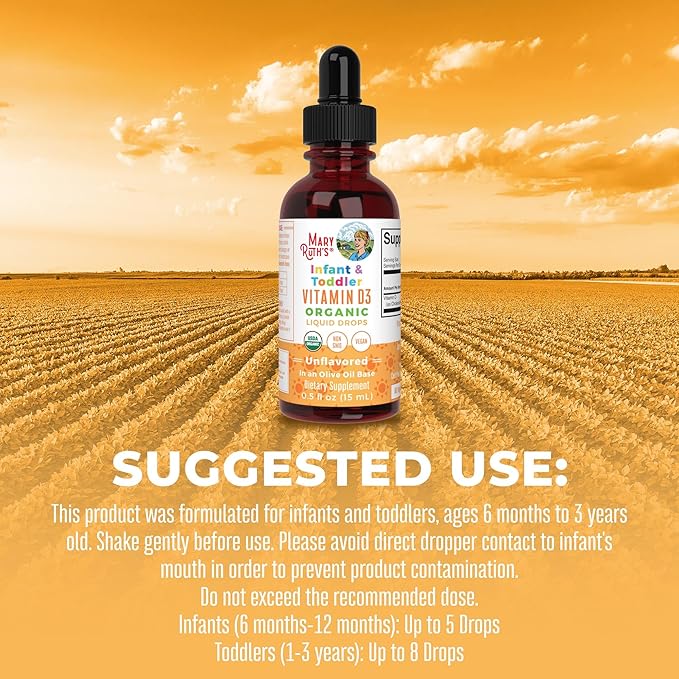 MaryRuth Organics Infant Precision Probiotics Colic &amp Vitamin D3 Drops | USDA Organic Clean Label Project Verified® | Vitamins for Immune Support &amp Overall Wellness | Vegan Non-GMO Gluten F