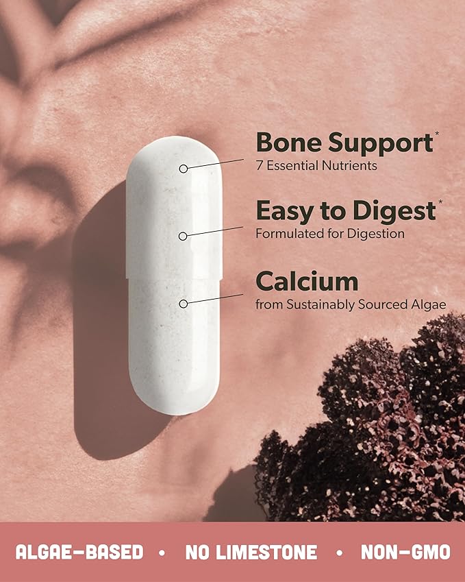 Calcium Supplement - Whole Food with Vitamin K2 &amp D3 Magnesium Zinc Boron Mineral Complex. Sourced Sustainably from Red Algae. for Bone Strength and Support. Non-GMO &amp Vegan (270 Count)