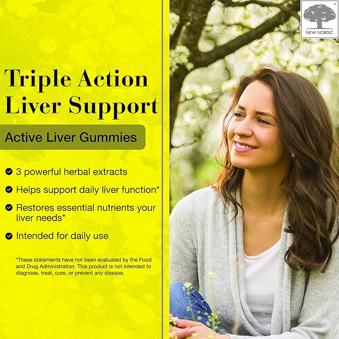 NEW NORDIC Liver &amp Eye Support Bundle Active Liver Gummies with Milk Thistle Plus Blue Berry Eye Vitamin Tablets