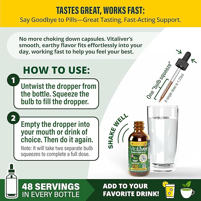 VitaLiver - Liver Health Supplement - Support Liver Cleanse &amp Detox - Liquid Delivery for Absorption - Milk Thistle Artichoke Chanca Piedra Dandelion &amp More!