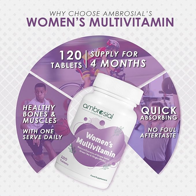 AMBROSIAL Women's Multivitamin Tablets for Womens (Pack of 1-120 Tablets)