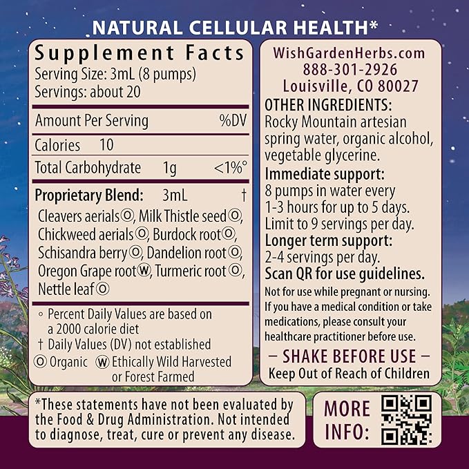 WishGarden Herbs Deep Cleanse - Plant-Based Herbal Cleansing Supplement with Organic Milk Thistle Seed &amp Burdock Root Promotes Organ Cleansing Supports Liver Kidney Lymph &amp Cellular Health