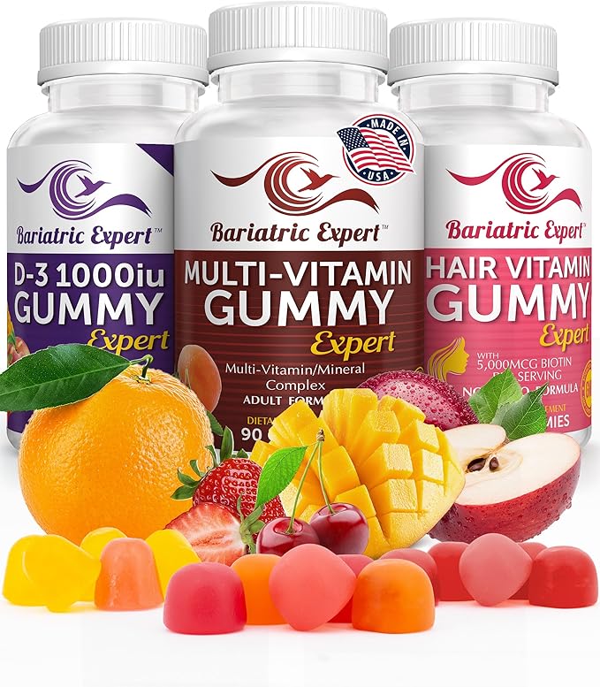 Bariatric Multivitamin 3 Pack Multivitamin Gummy 90 Chews. - D3 Gummies 90 Chew - Hair Vitamin Gummy 60 Chews.