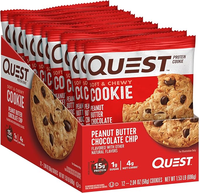 Quest Chocolate Brownie Protein Bars &amp Peanut Butter Chocolate Chip Protein Cookie Bundle High Protein Low Carb Gluten Free Keto Friendly 12 Count &amp 24.5 Oz