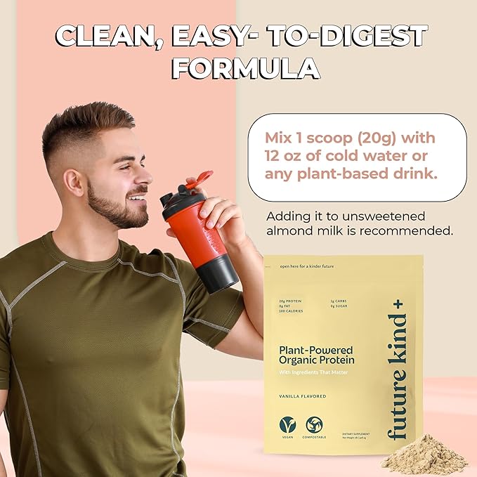 Future Kind Vegan Protein Powder Vanilla Pea Plant Protein for Lean Muscle with Iron &amp Fiber Whey-Free Sugar-Free Soy-Free Non-Dairy (34 Servings)