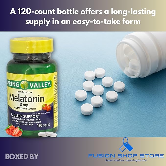 Melatonin 3mg- Fast Dissolve 120 Tablets (Pack of 2) Boxed by Fusion Shop Store