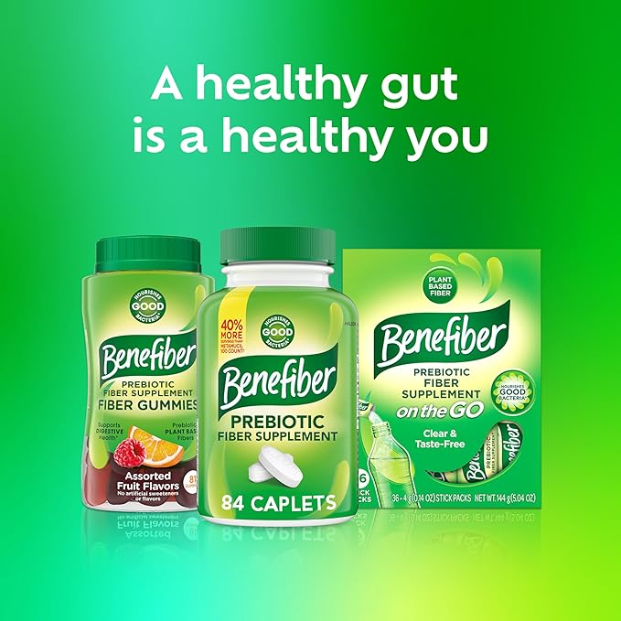 Benefiber Prebiotic Fiber Supplement Caplets84 Count (Pack of 2)