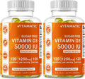 Vitamatic Sugar Free Vitamin D3 50000 IU Weekly Supplement - 120 Pectin Based Gummies - Vitamin D Capsules for Bones Teeth and Immune Support (50000 IU) - 2 Pack
