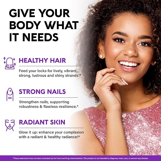 Biotin Gummies with Collagen - Hair Growth Support Skin &amp Nail Strength - for Women &amp Men - Biotin 10000mcg | Keratin | Hyaluronic Acid | B-Complex | Saw Palmetto - Sugar-Free Mixed Berry P