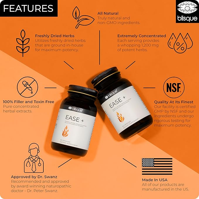 Blisque – Natural Inflammation Health Supplement Complex for Healthy Inflammatory Response | Doctor-Approved | with Turmeric Curcumin Ginger Root and Boswellia | 90 Capsules | Vegan and Non-GMO