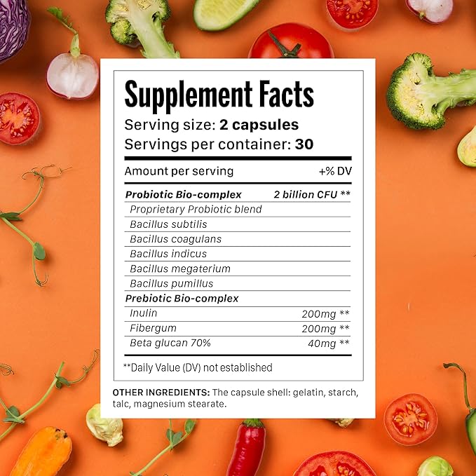 Syndigest probiotic daily care for women &amp men with dual benefit of 5 probiotic &amp prebiotic strains balance gut health &amp relieves constipation travel friendly 60 capsules (2 billions CF