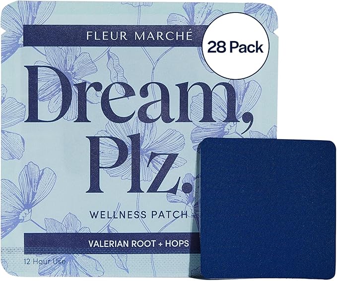 Fleur Marche Dream Plz Botanical Sleep Patch - Better ZZZ's with Valerian Root L-Theanine Lavender Oil &amp Hops - Natural Sedative - Highly Bioavailable - 28 Patches