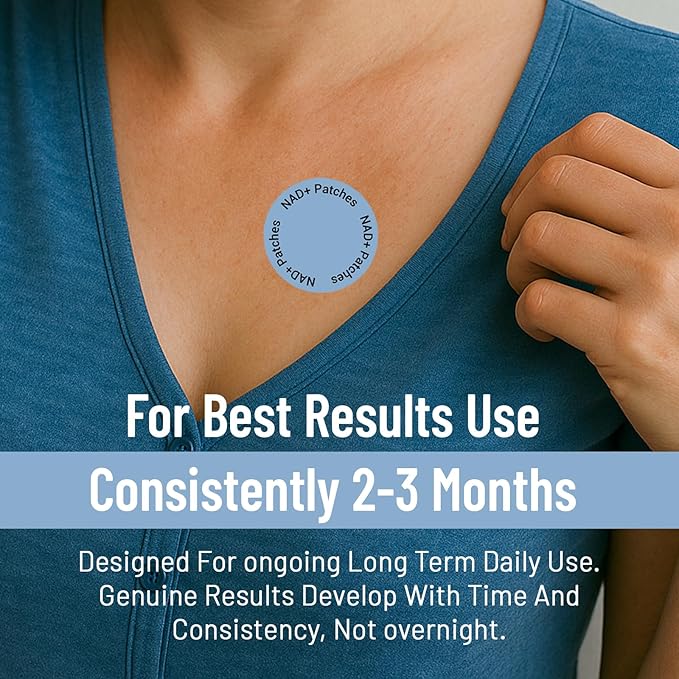 NAD+ Patches for Women &amp Men with Nicotinamide and Resveratrol-60 Patches Premium 8-Hour Extended-Release Formula Vegan