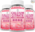 (3 Pack) Calcium Citrate Gummies 1200 mg for Adults High Absorption Calcium Supplement for Women &amp Men Sugar Free Non-GMO Gluten Free Supports Muscle &amp Immune - Natural Peach Flavor