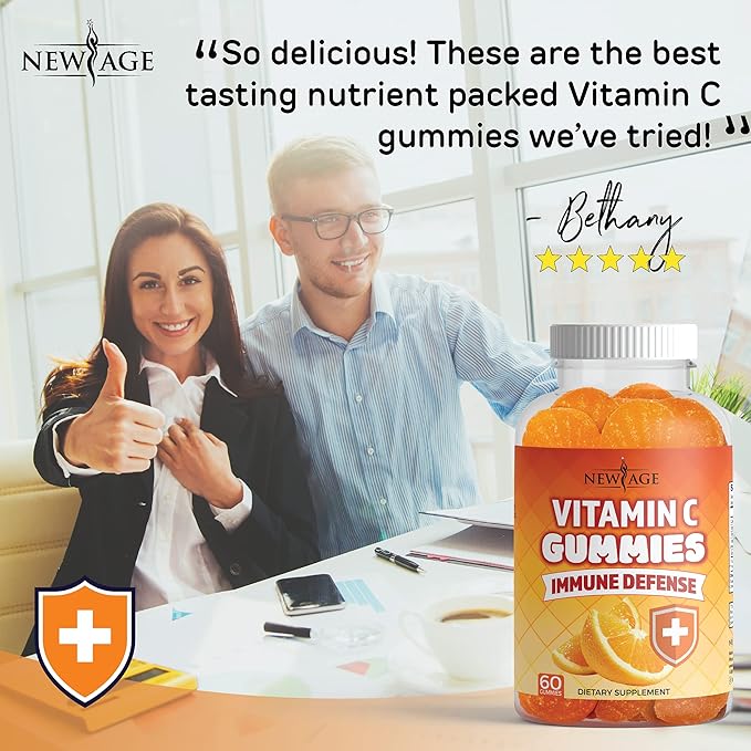 Zinc Gummies - 2 Pack - 50mg High Immune Booster Zinc Supplement Immune Defense Powerful Natural Antioxidant Non-GMO - by New Age (Zinc/Vitamin C)