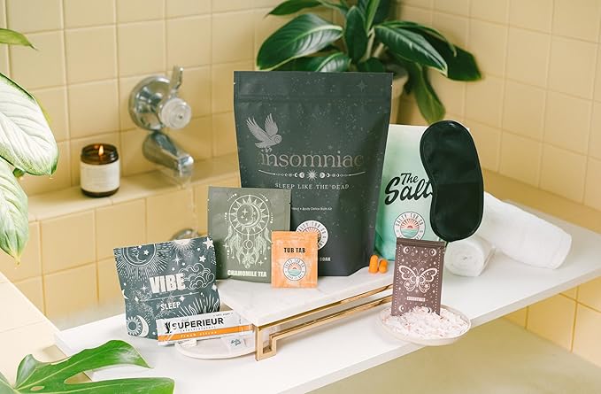 Insomniac Sleep Bath Kit – Nighttime Detox Soak with Magnesium Salts Essential Oils Bath Bomb and More Luxury Bath Experience Single Use – Sleep Support &amp Relaxation Ritual by Salty Tub