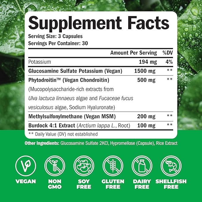 Vegan Glucosamine Chondroitin MSM Joint Support Supplement &amp Complete Multivitamin for Women