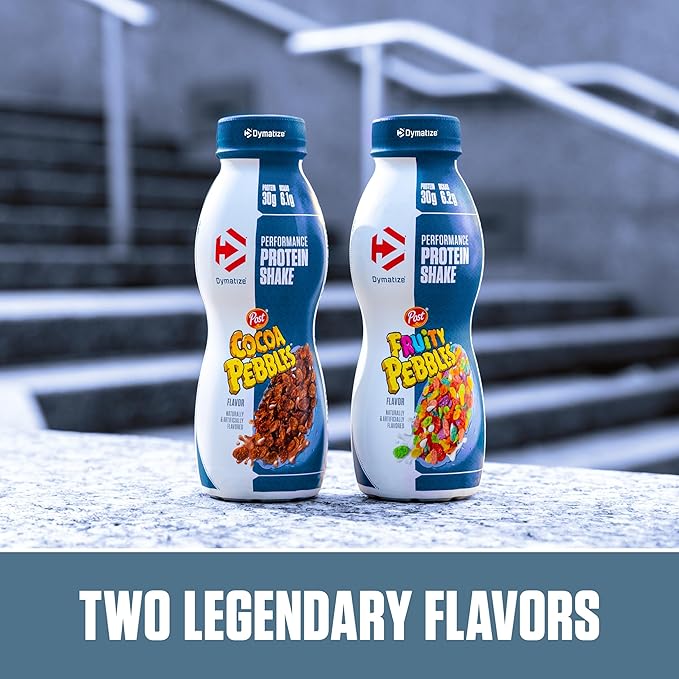 Dymatize Performance Protein Shake Fruity Pebbles 30g Protein 6.2g BCAA for Muscle Recovery No Added Sugar Low Fat 24 Vitamins and Minerals Gluten-Free Ready to Drink On-the-Go Snack 11.5fl