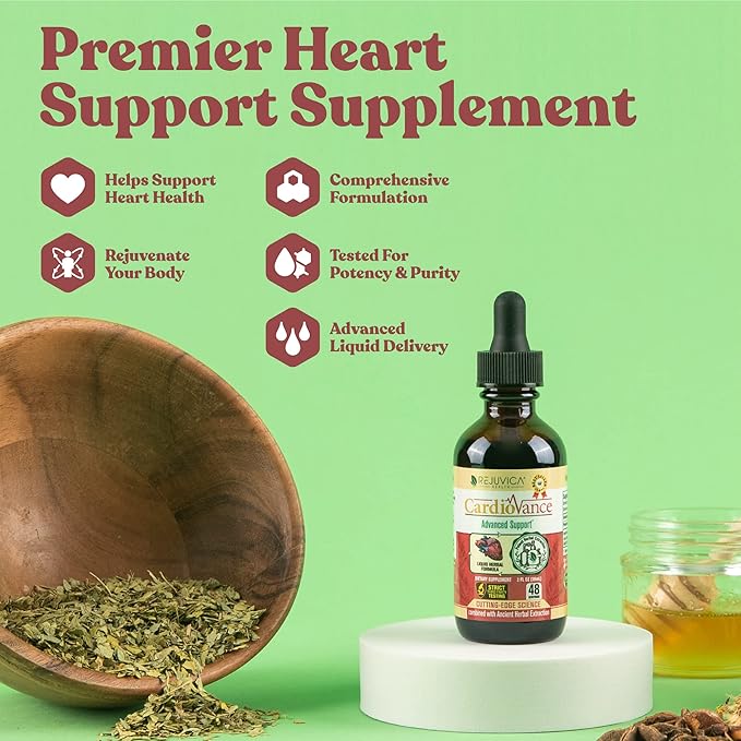 Rejuvica Health CardioVance - Heart Support Supplement - Liquid Delivery for Better Absorption - Hawthorne Hibiscus Arjuna Olive Leaf &amp More!