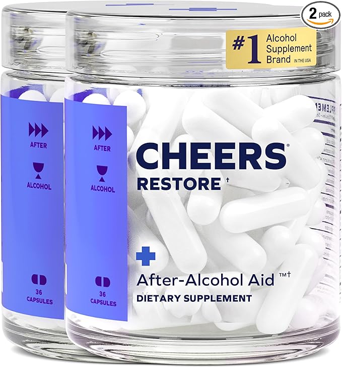 Cheers Restore | Supplement with DHM + L-Cysteine | Feel Better After Drinking &amp Support Your Liver | 24 Doses | Dihydromyricetin Cysteine Prickly Pear B-Vitamins Ginger