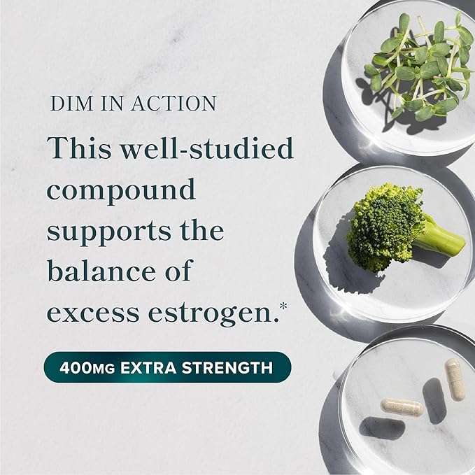 Calcium D-Glucarate &amp 400mg DIM Supplement for Enhanced Estrogen Hormone Balance | Vegan Gluten Free CDG Supplement (90 Servings) with Extra Strength DIM (90 Servings)