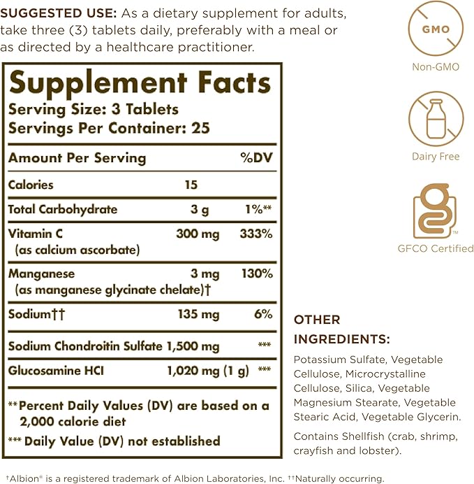 Solgar – Extra Strength Glucosamine Chondroitin Complex 75 Tablets