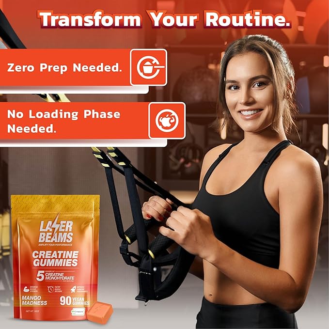 Creatine Monohydrate Gummies for Women &amp Men - 5g Creapure Creatine per Serving - Vegan Mango Flavor - Boost Muscle Strength Endurance Recovery &amp Mental Focus (90 Gummies)