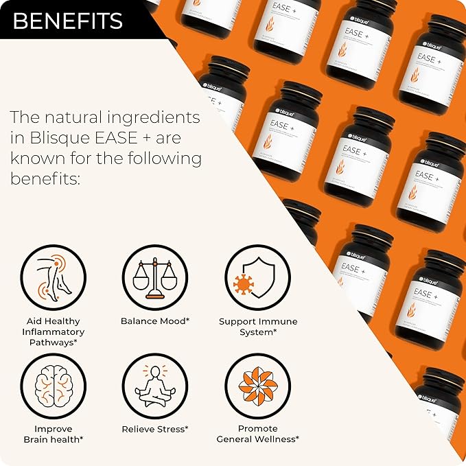 Blisque – Natural Inflammation Health Supplement Complex for Healthy Inflammatory Response | Doctor-Approved | with Turmeric Curcumin Ginger Root and Boswellia | 90 Capsules | Vegan and Non-GMO