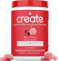 Create Creatine Monohydrate Gummies for Men &amp Women Boost Focus Strength and Endurance Anti-Melting Formula Vegan Gluten-Free Non-GMO 1.5g of Creatine per Gummy (Sour Cherry)