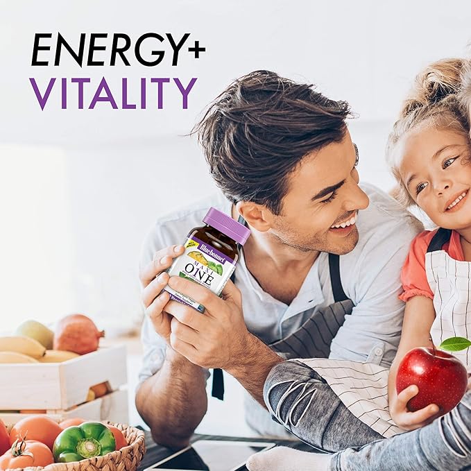 Bluebonnet Nutrition Maxi One (with Iron) Whole Food Multiple Enzymes Energy Vitality Gluten &amp Dairy &amp Soy Free Kosher Vegetarian Friendly Non-GMO 2 Month Supply Beige 60 Count