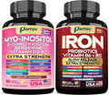 Myo-Inositol &amp Iron Supplement Bundle – Hormonal Metabolic &amp Energy Support with D-Chiro Inositol Ashwagandha Berberine Slow-Release Iron Spirulina Turmeric &amp Probiotics