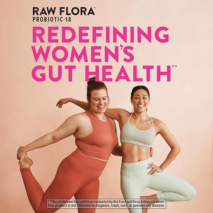 Raw Flora Women's Probiotics | Dr. Formulated 40 Billion CFU + Prebiotics | Digestive Vaginal &amp Urinary Support | 33 Vegan Capsules with Cranberry &amp D-Mannose | Shelf Stable